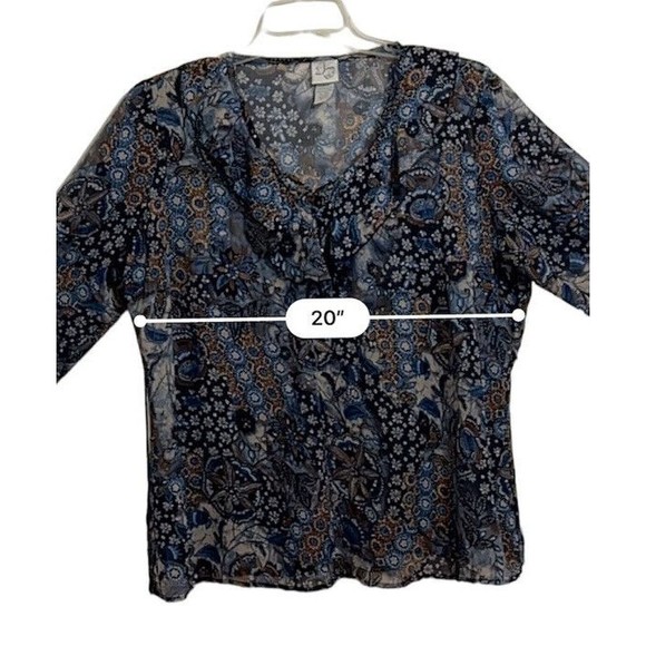 Vintage Sheer Boho Blouse Fashion Bug Ruffled Sleeves Ties In Back | Size L - Picture 7 of 9